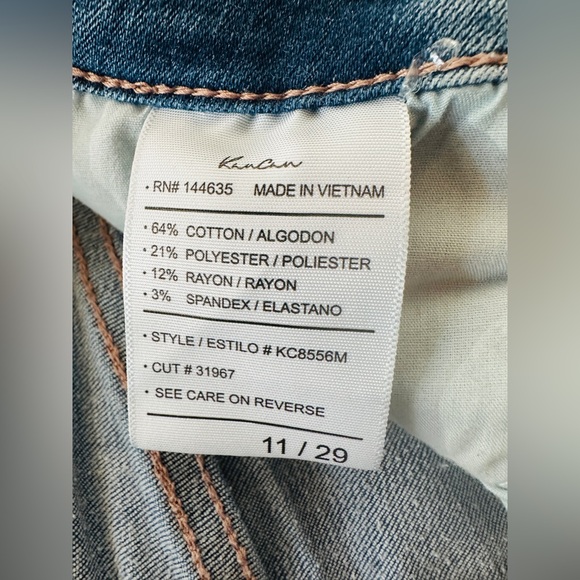 Kancan Jeans Blue High Rise Ankle Crop Distressed Stretch Women’s Size 11 / 29 - Picture 2 of 6